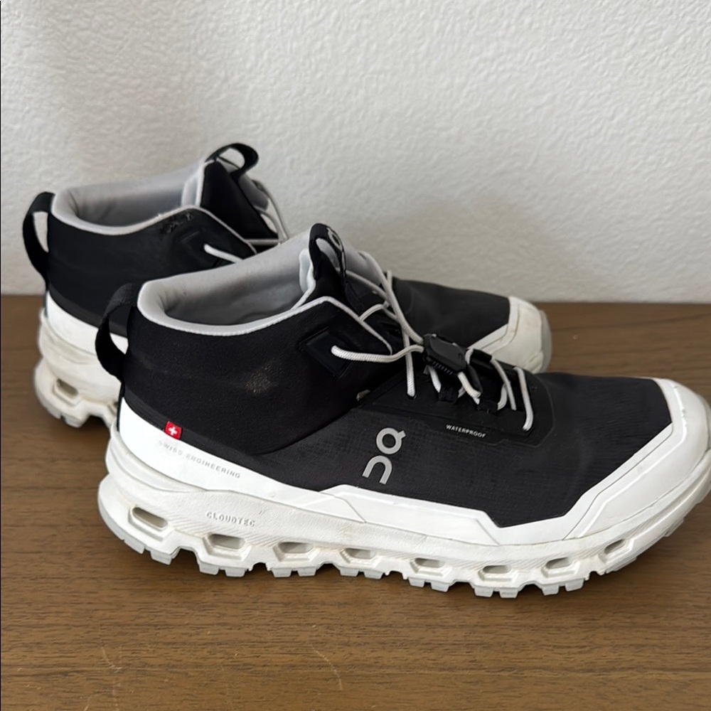 On Running Black and White Hiking Waterproof Sneakers 4Y